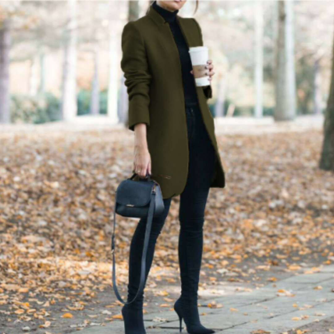 Ashley - Straight Silhouette Winter Coat Stand-up Collar