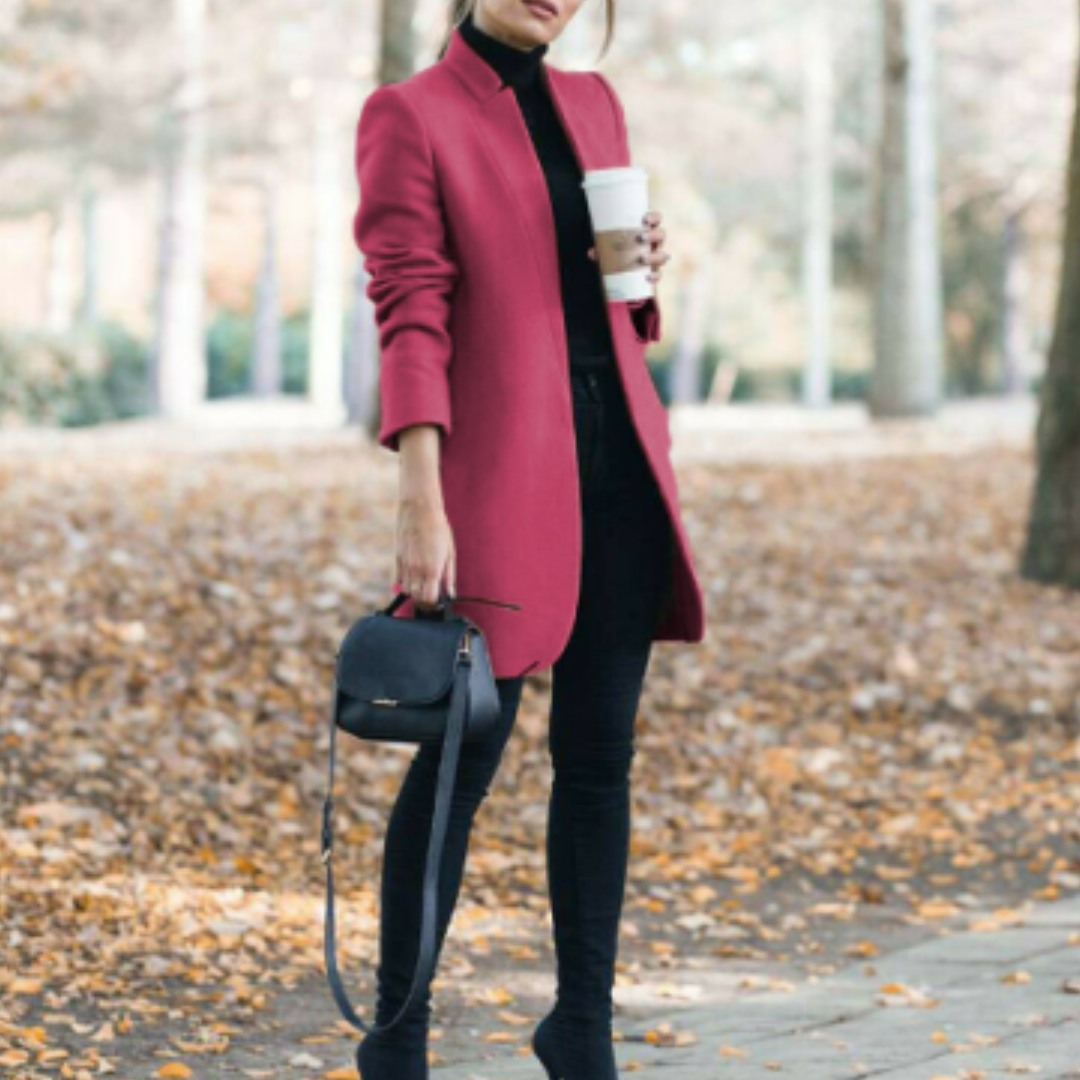 Ashley - Straight Silhouette Winter Coat Stand-up Collar