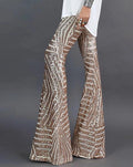 Alexandra - Flared Sequin Pants Elastic Waistband