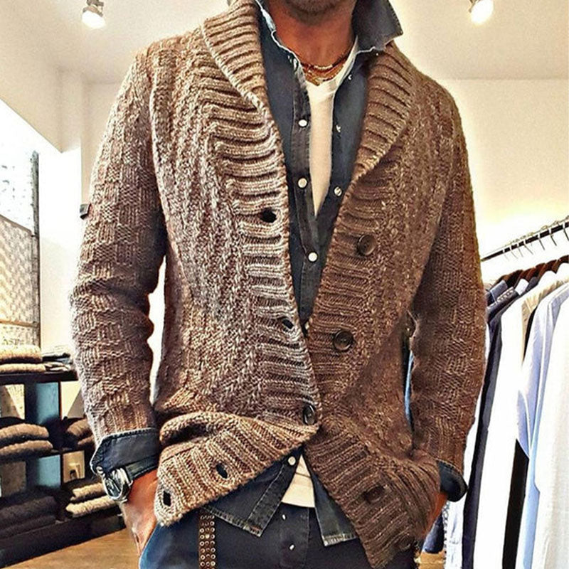 Mohamed - Lapel Cardigan Jacket Textured Fit