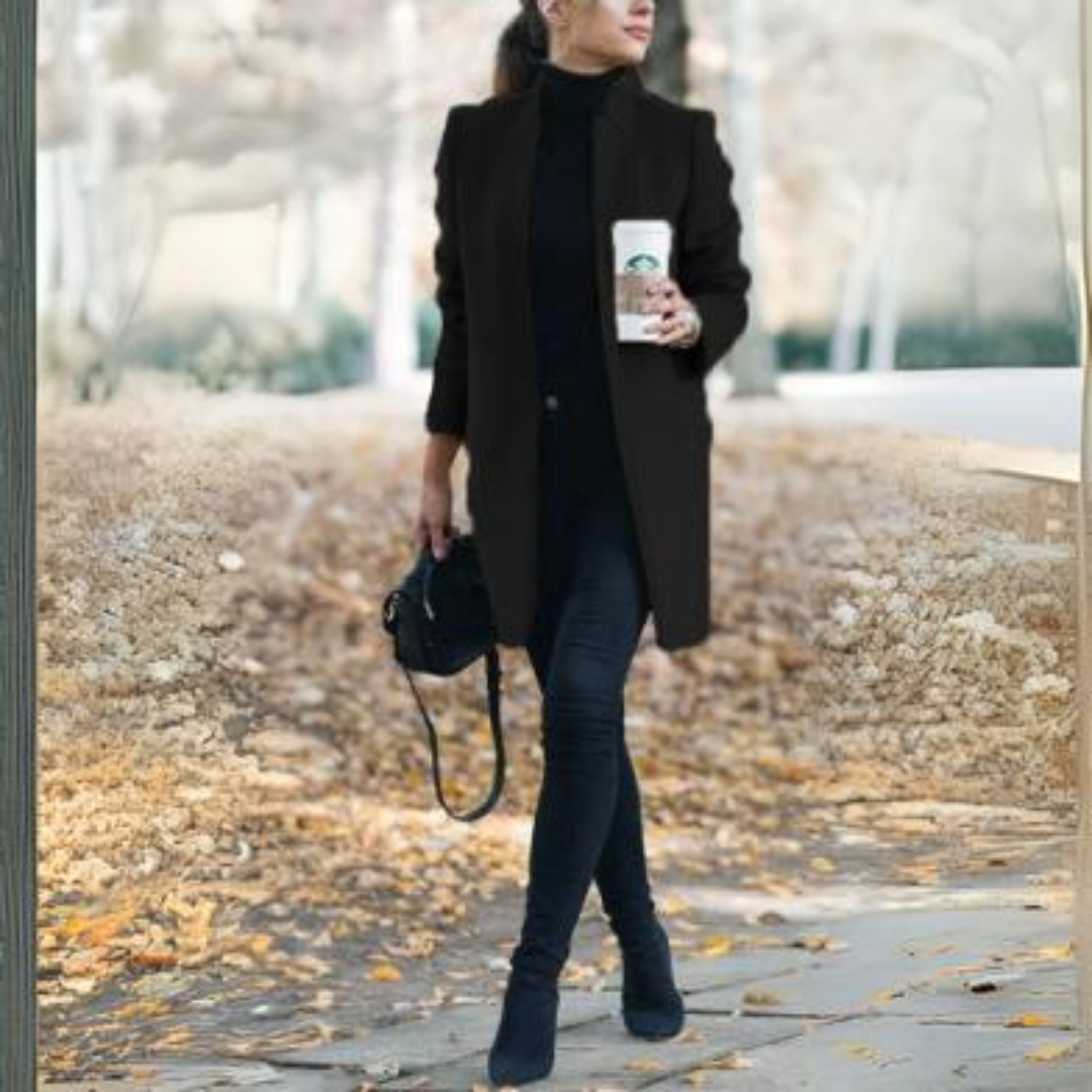 Ashley - Straight Silhouette Winter Coat Stand-up Collar