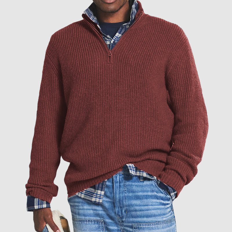 Alfred - Half Zip Jumper Ribbed Texture Long Sleeve