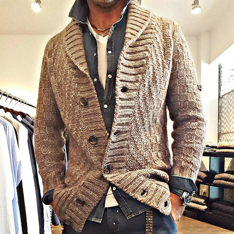 Mohamed - Lapel Cardigan Jacket Textured Fit
