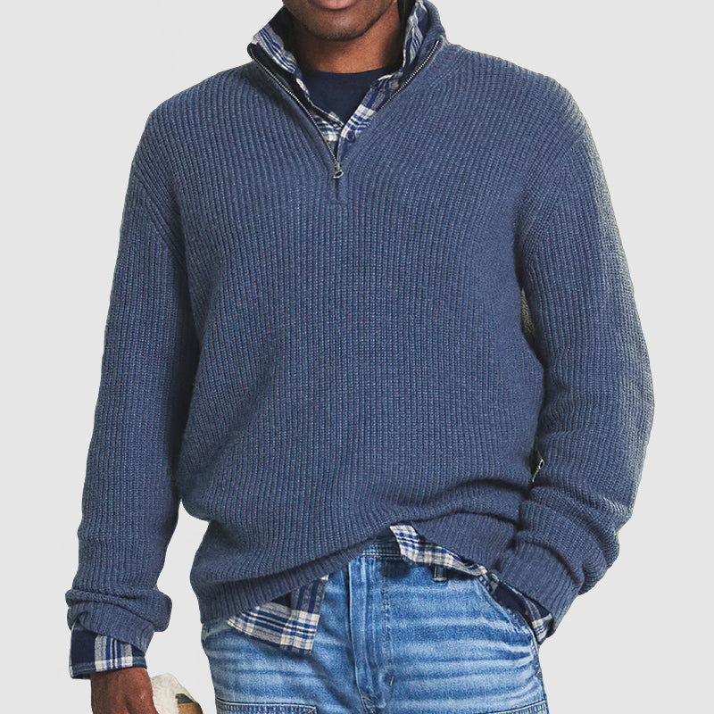 Alfred - Half Zip Jumper Ribbed Texture Long Sleeve