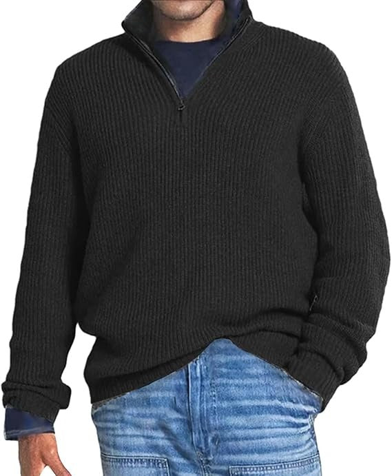 Alfred - Half Zip Jumper Ribbed Texture Long Sleeve