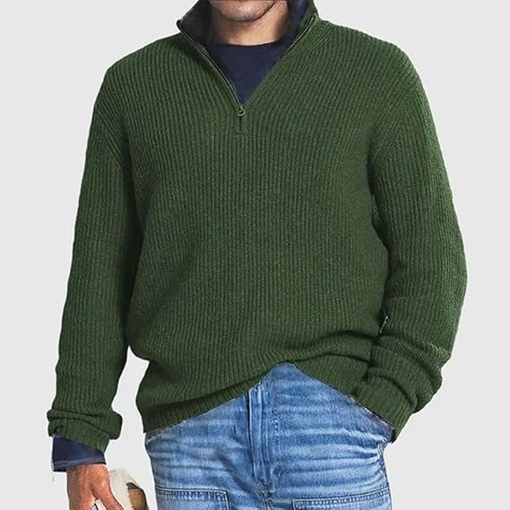 Alfred - Half Zip Jumper Ribbed Texture Long Sleeve