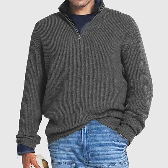 Alfred - Half Zip Jumper Ribbed Texture Long Sleeve