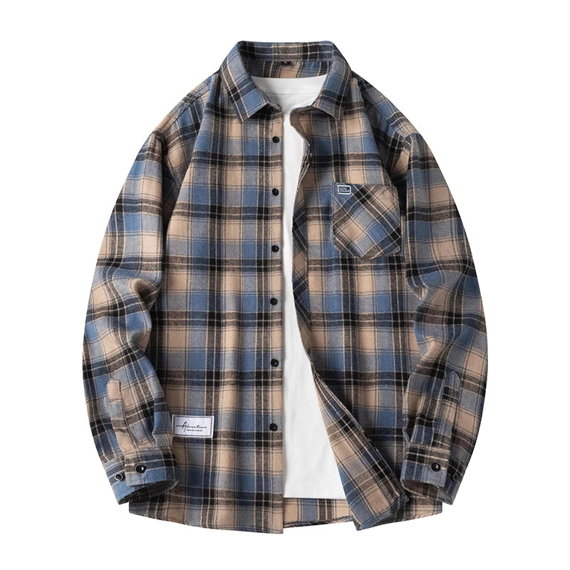 Kai - Classic Plaid Flannel Shirt Long Sleeve