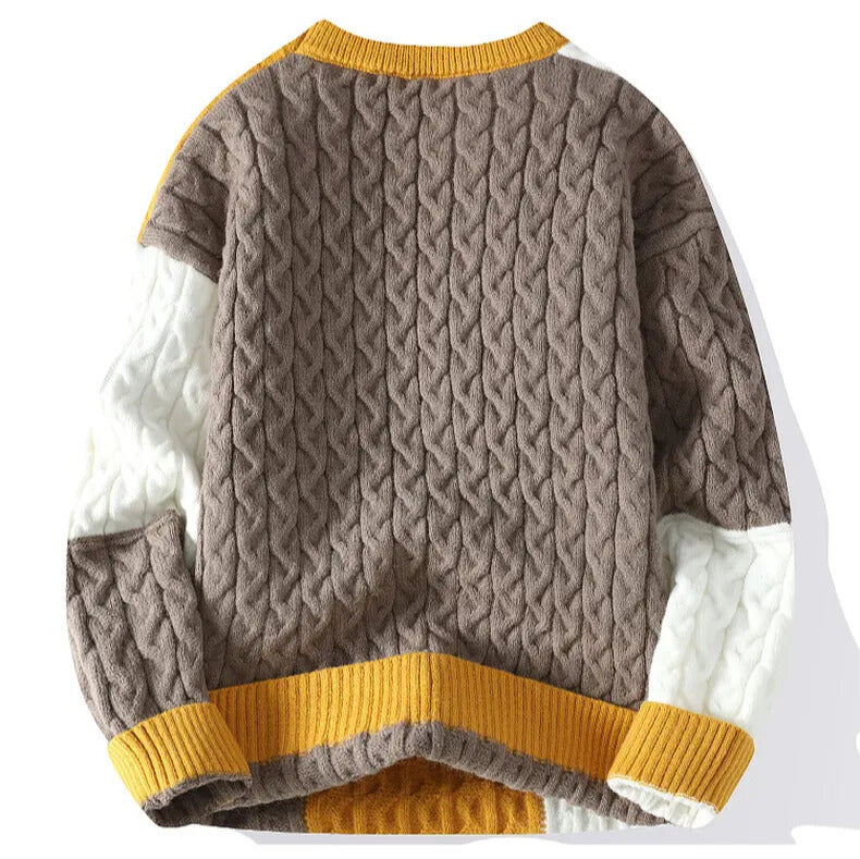 Harvey - Color-Blocked Cable Knit Sweater Relaxed Fit