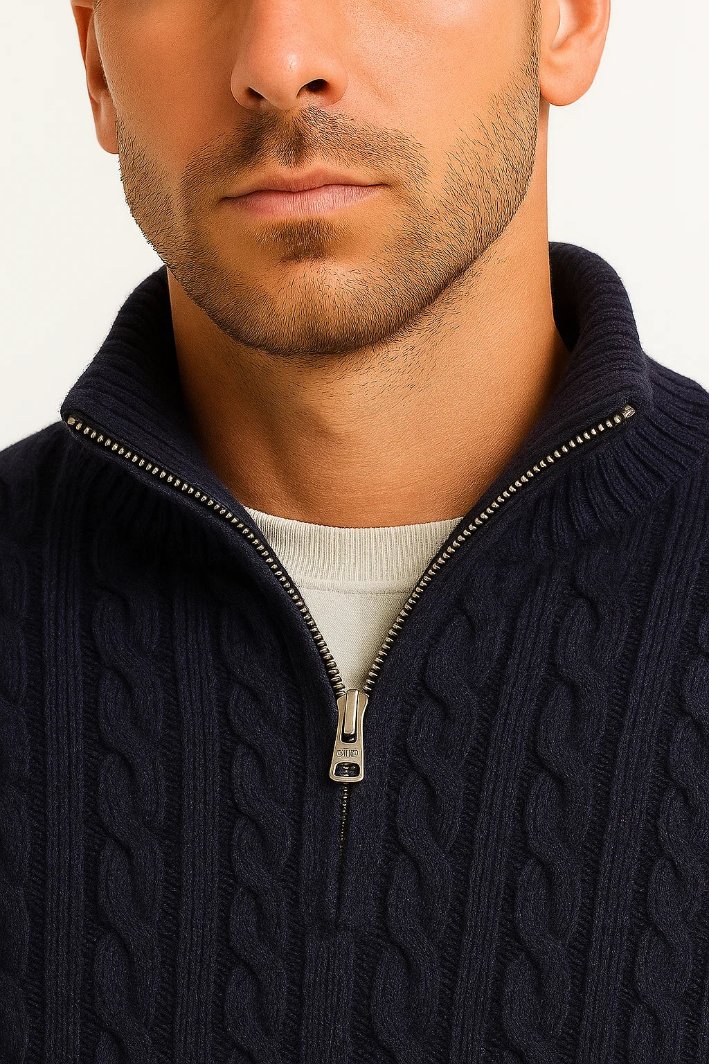 Peter - Cable-Knit Quarter-Zip Sweater Regular Fit