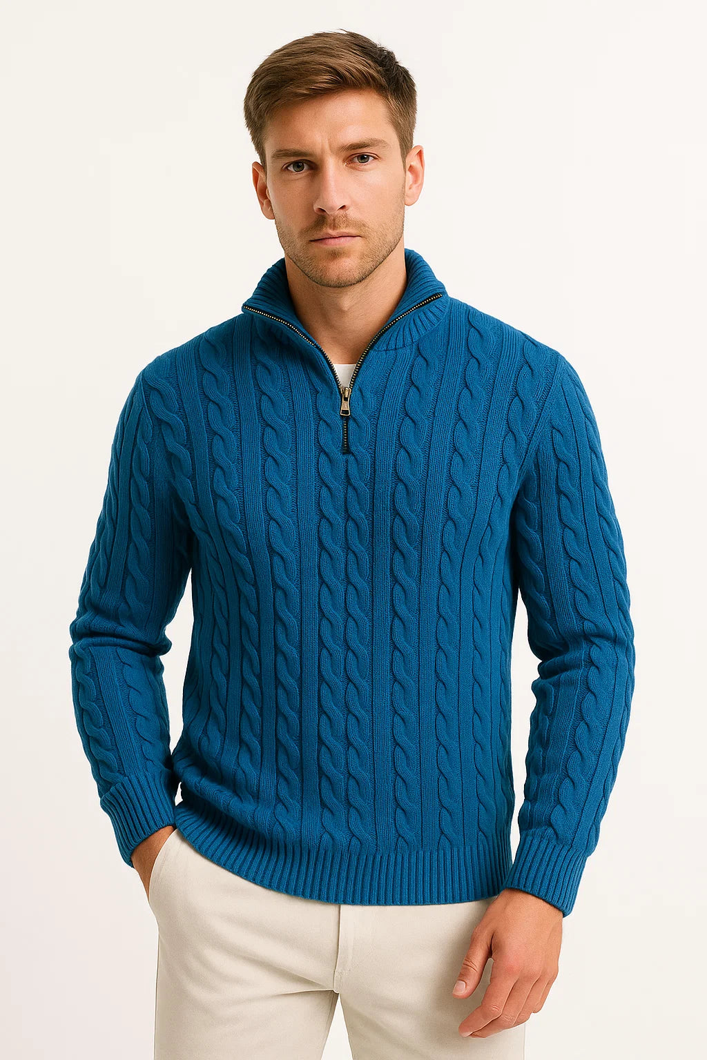 Peter - Cable-Knit Quarter-Zip Sweater Regular Fit