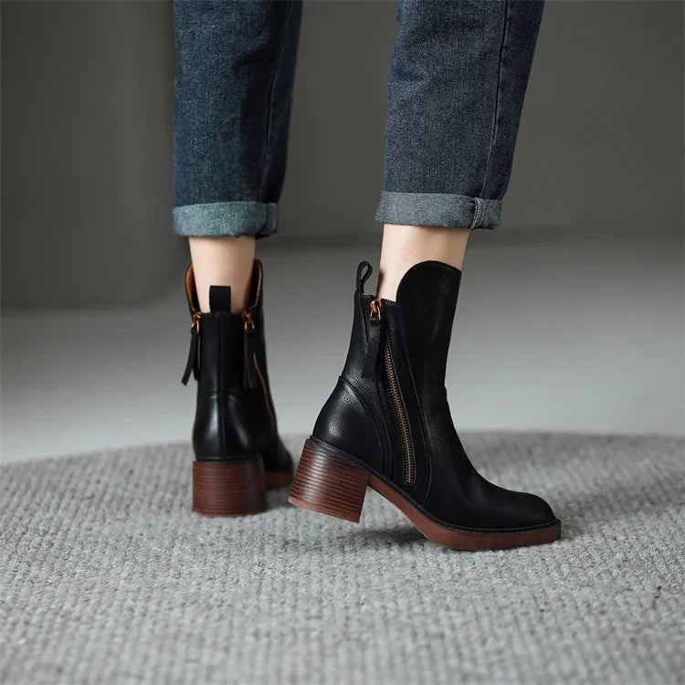 Audrey - Modern Ankle Boots with Zippers