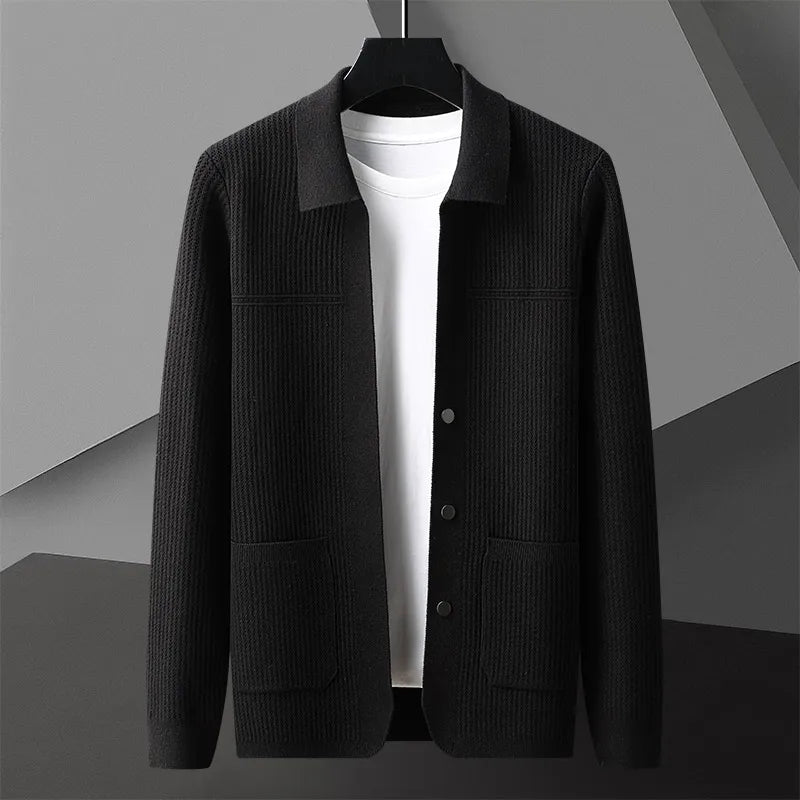 Sawyer - Ribbed Cardigan with Sharp Collar