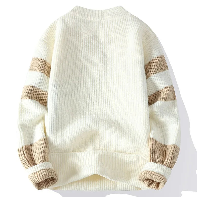 Henry - Knit Sweater High Neck Ribbed Geometric