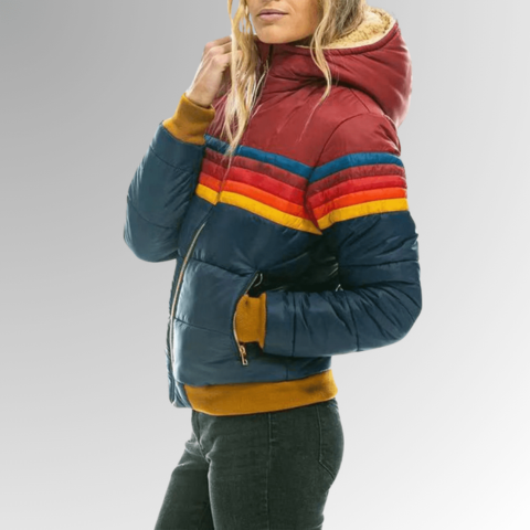 Anastasia - Cropped Jacket with Hood Color Block
