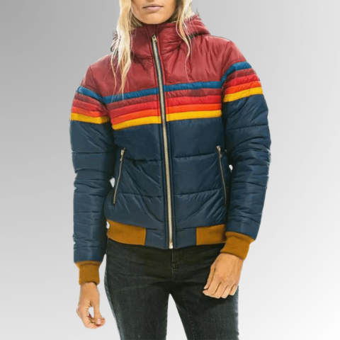 Anastasia - Cropped Jacket with Hood Color Block
