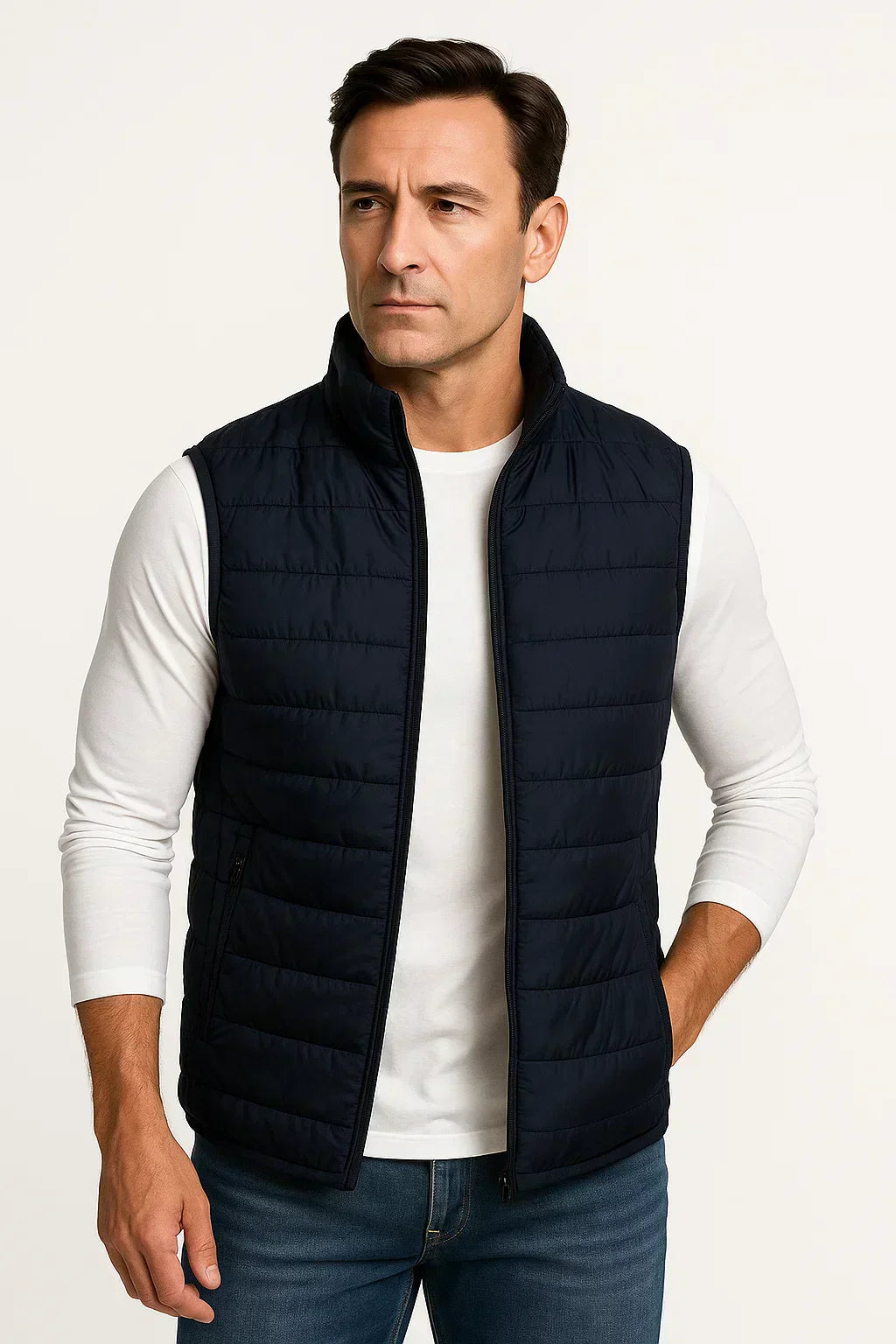 Archer - Quilted Sleeveless Vest Stand Collar