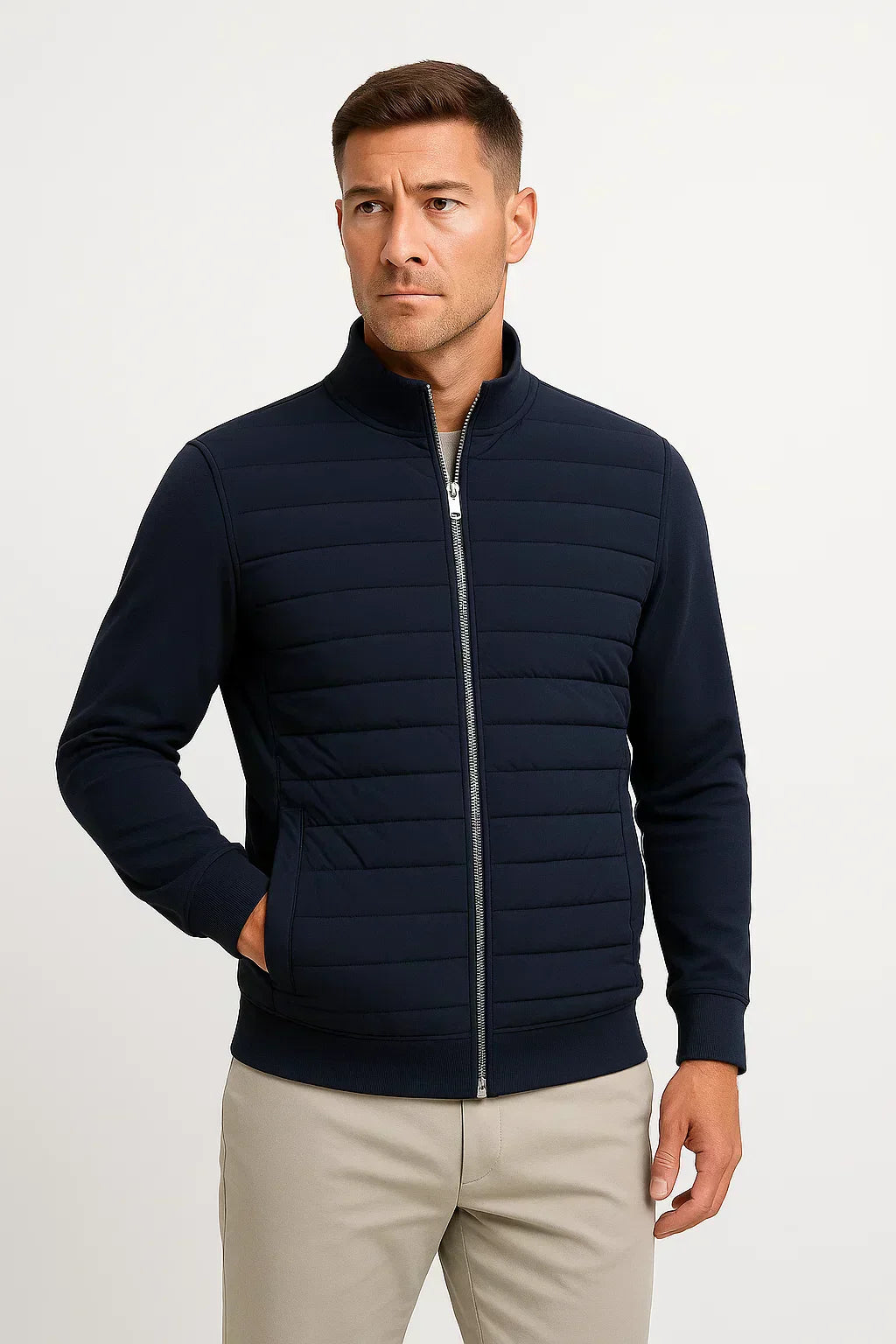 Asher - Quilted Jacket with Knitted Sleeves