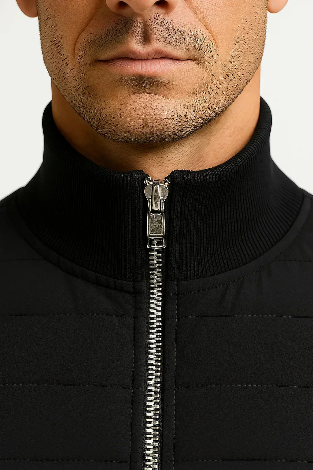 Asher - Quilted Jacket with Knitted Sleeves