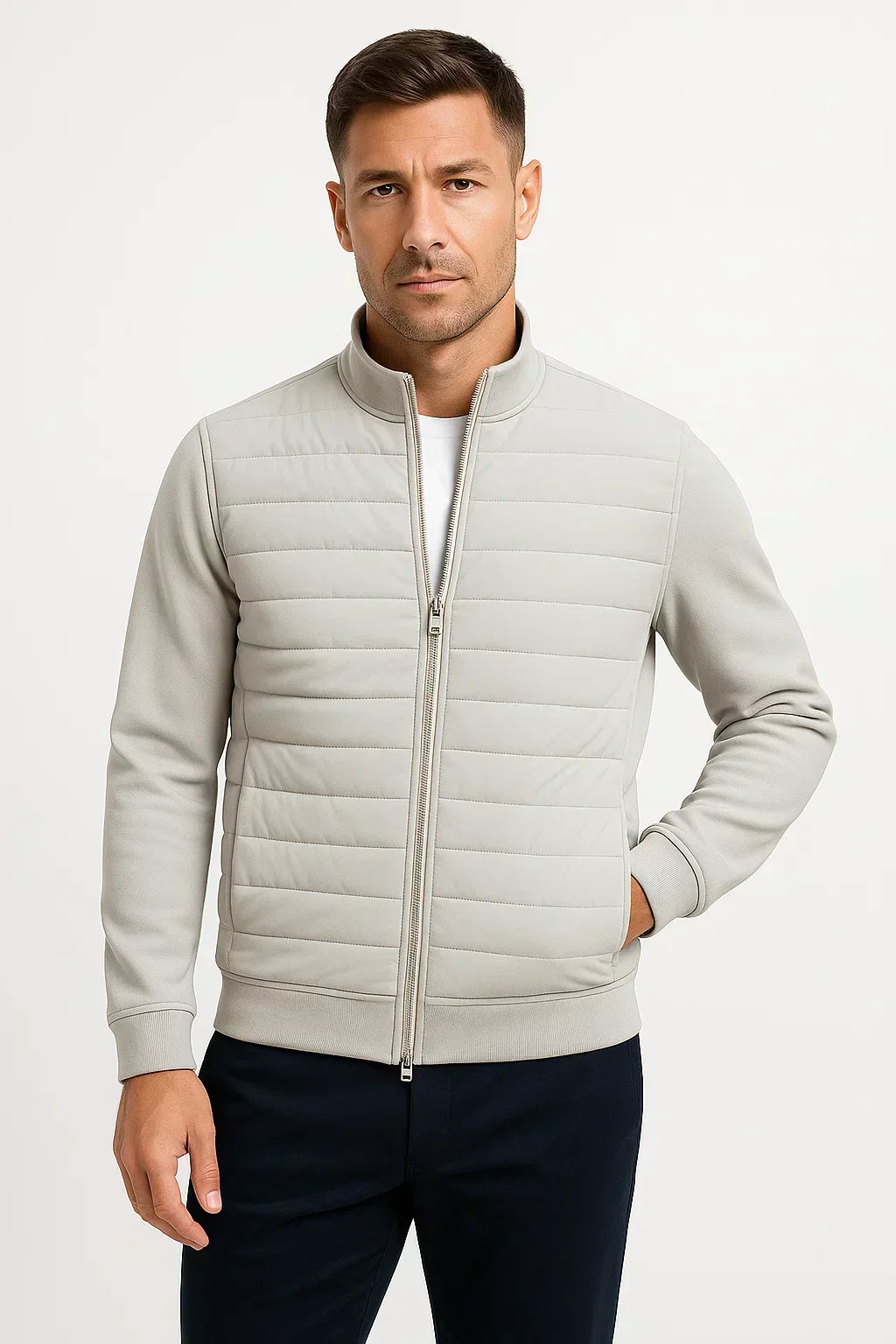 Asher - Quilted Jacket with Knitted Sleeves