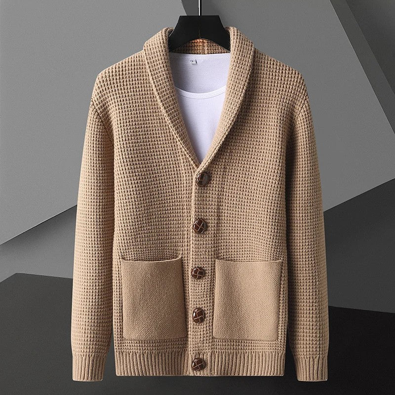 Harold - Textured Cardigan Long Sleeve Straight Cut