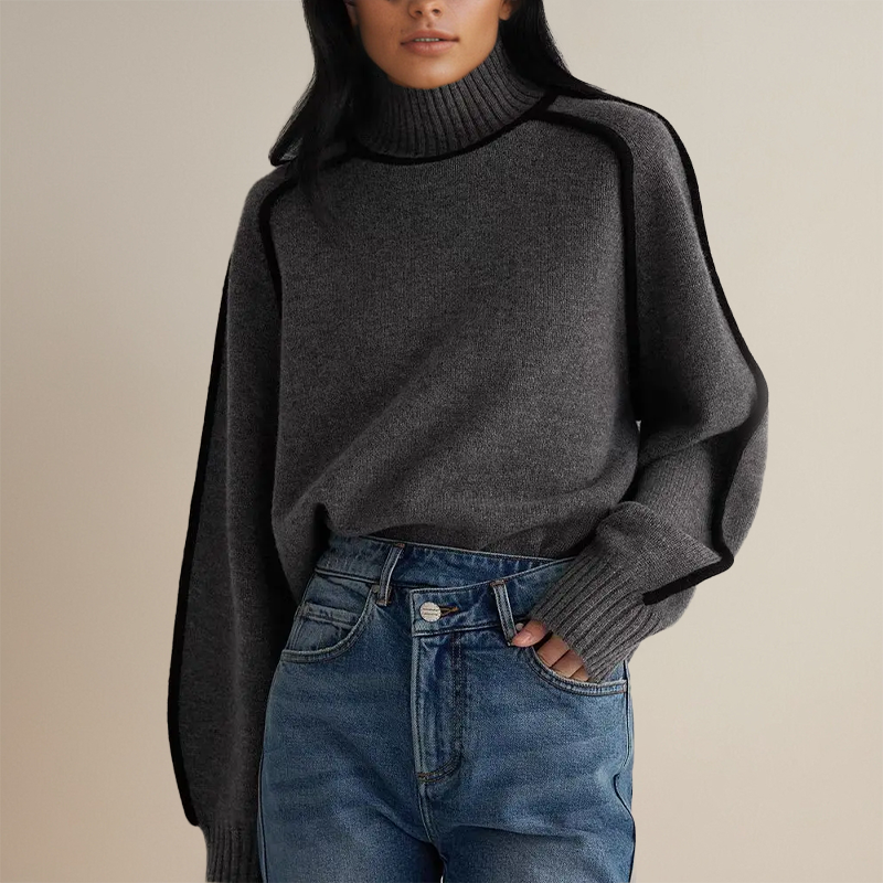 Oriana - Turtleneck Sweater Straight Cut Ribbed