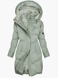 Aveline - Quilted Long Coat with Hood