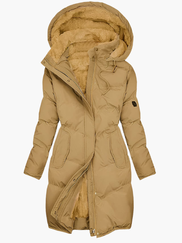 Aveline - Quilted Long Coat with Hood