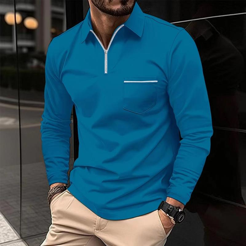 Lucas - Long Sleeve Polo Shirt with Zipper Detail