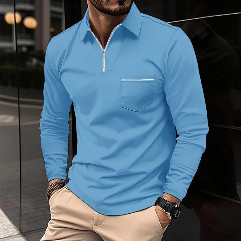 Lucas - Long Sleeve Polo Shirt with Zipper Detail
