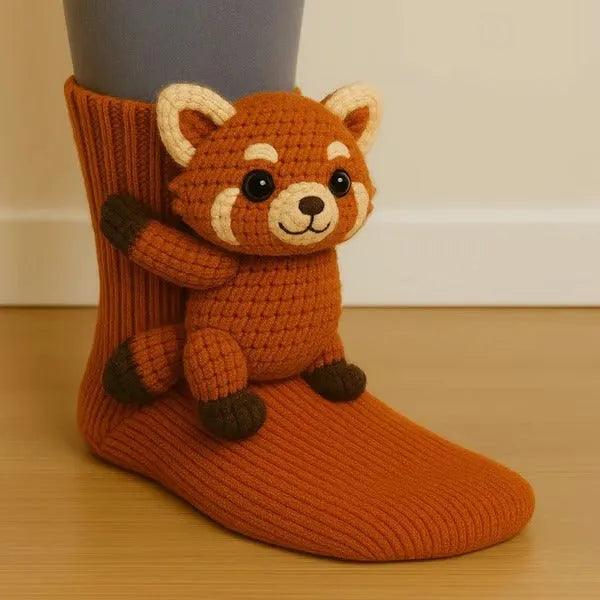 Alina - Plush 3D Animal Socks Ankle Length
