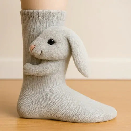 Alina - Plush 3D Animal Socks Ankle Length